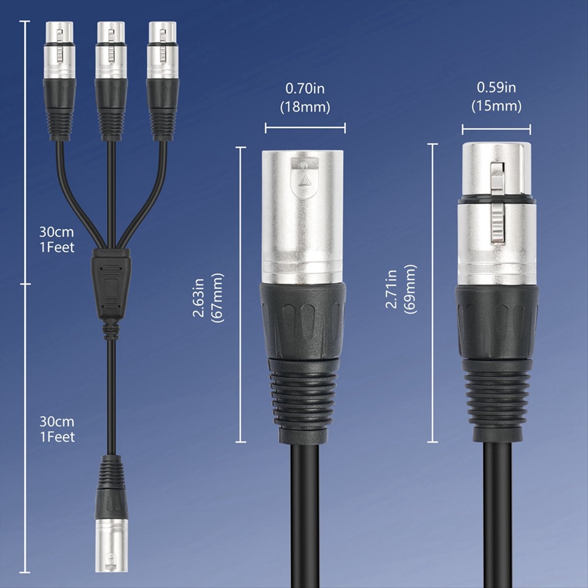 Audio Splitter Y - (PQWN) Câble répartiteur en Y XLR